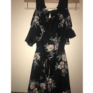 Black floral dress with belt